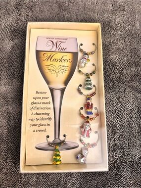 Boston Warehouse Christmas Wine Markers - Set Of 6